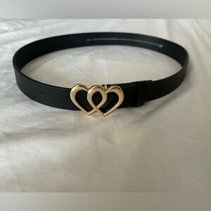 H&M black belt with two golden heart buckles